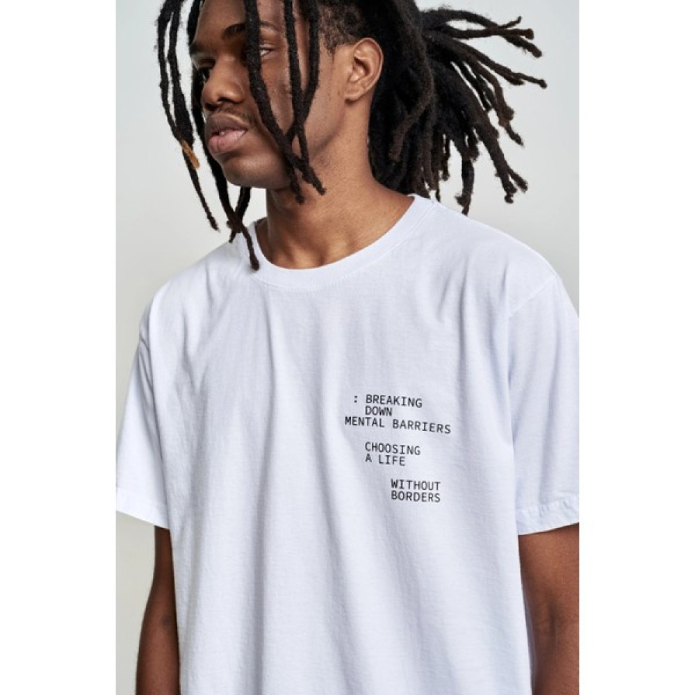 The Champ Bisiklet Yaka Breaking Down Baskılı Beyaz Oversize Erkek T-Shirt Erkek T-shirt Fiyatı