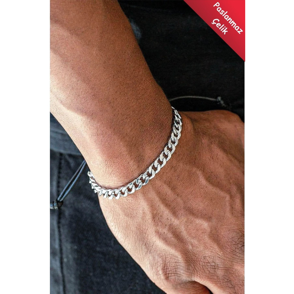 The Collection Gurmet Klasik Kararmaz Gümüş Erkek Çelik Bileklik Çelik Bilezik Fiyatı