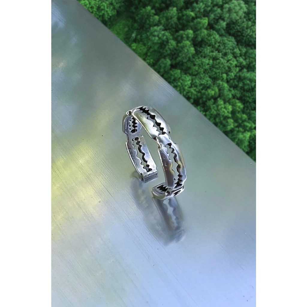 The Collection Unisex Jilet Model Ayarlanabilir Gümüş Kaplama Yüzük - Gri - Standart Erkek Yüzük Fiyatı