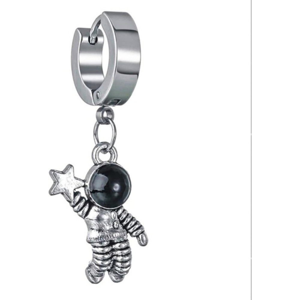 The Collection Unisex Paslanmaz Çelik Astronot Robot Sallantılı Halka Küpe - Gümüş Bijuteri Küpe Fiyatı