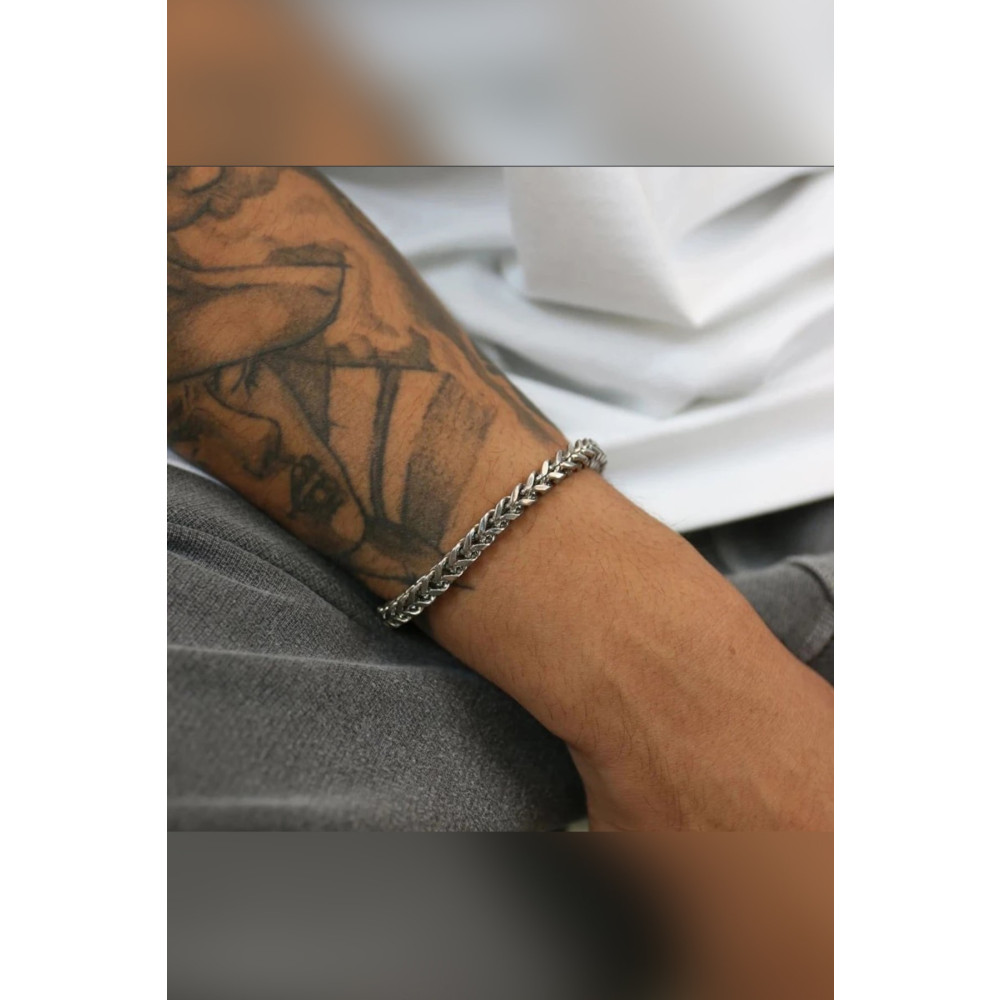 The Collection Unisex Tilki Kuyruğu Kararmaz Gümüş Çelik Bileklik Çelik Bilezik Fiyatı