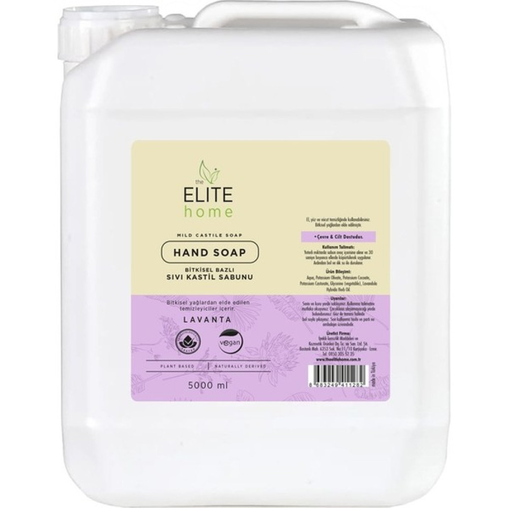 The Elite Home Bitkisel Bazlı ve Vegan Sertifikalı Sıvı El Sabunu 5 kg lavanta El Bakımı Fiyatı