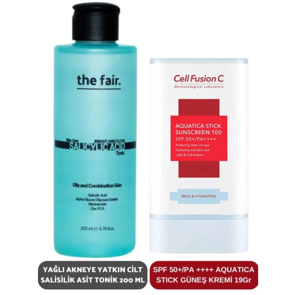 The Fair. Yağlı Akneye Yatkın Cilt Salisilik Asit Tonik 200 Ml Ve Spf 50+/Pa Aquatica Stick Güneş Kremi Cilt Temizleme ve Peeling Fiyatı
