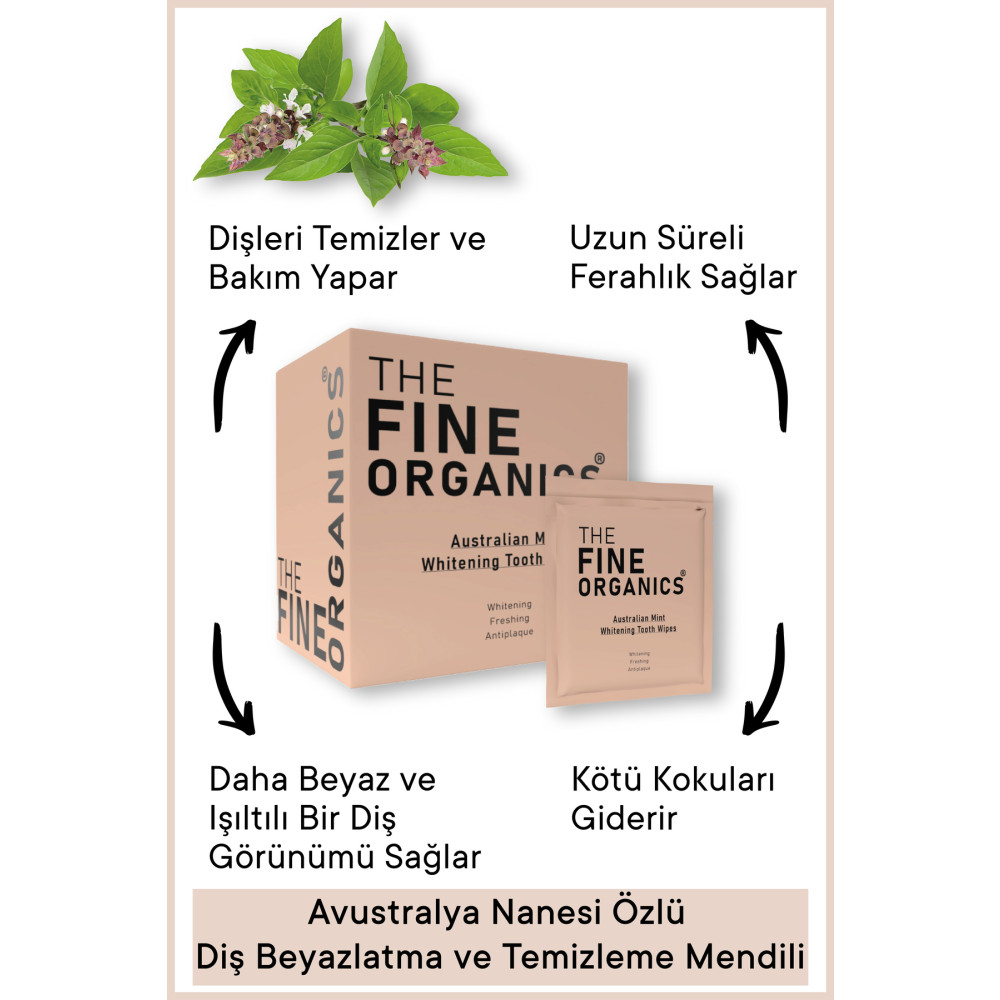 THE FINE ORGANICS Avustralya Nanesi Özlü Diş Temizleme ve Beyazlatma Mendili Diş Beyazlatıcılar Fiyatı