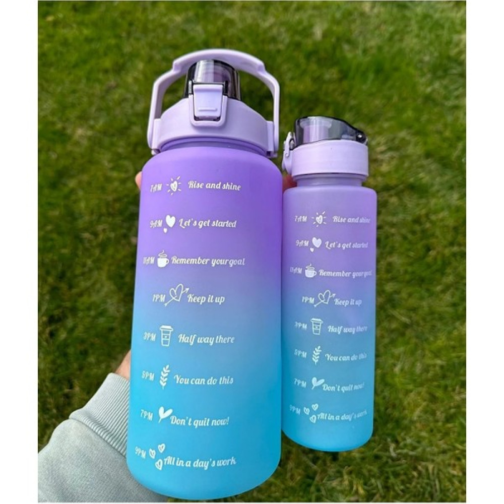 The Gaze The Bottle Motivasyonel 2li Pipetli Stickerli Su Matarası Su Şişesi Suluk 2LT+900ML Yavrulu Tritan Su Şişesi Suluk Motivasyonset-2 Suluk Fiyatı