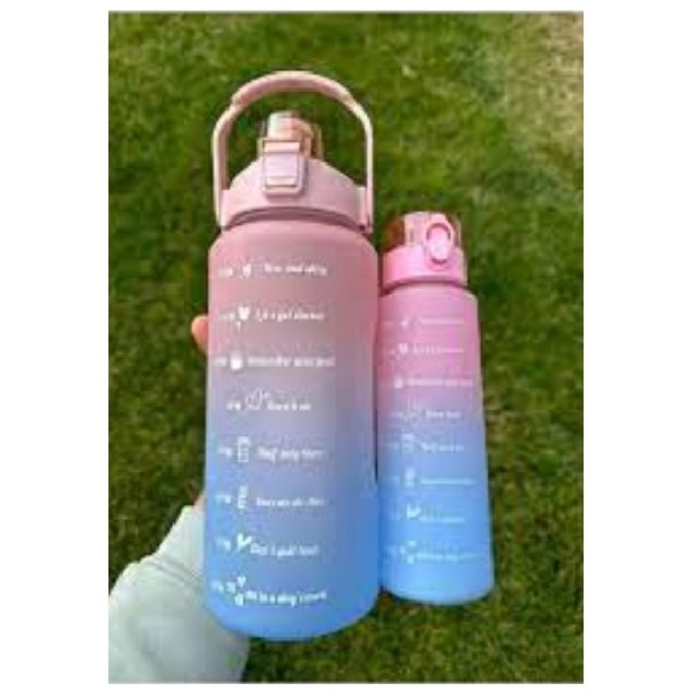 The Gaze The Bottle Motivasyonel 2li Pipetli Stickerli Su Matarası Su Şişesi Suluk 2LT+900ML Yavrulu Tritan Su Şişesi Suluk Motivasyonset-2 Comprox Suluk Fiyatı