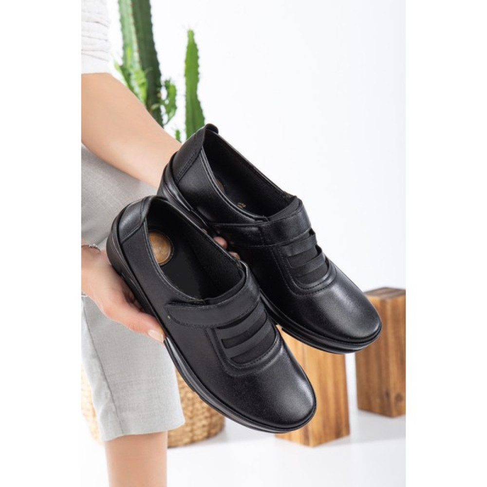 The Hope Shoes Cırtlı Bantlı Tam Ortopedik Dolgu Topuk Siyah Taba Günlük Anne Ayakkabısı Kadın Günlük Ayakkabıları Fiyatı