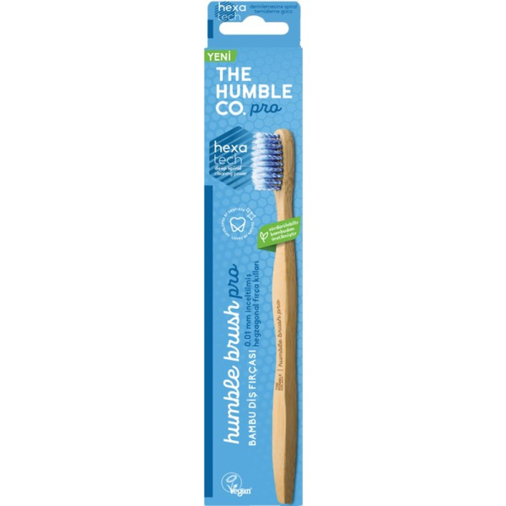The Humble Co. Pro Serisi Bambu Diş Fırçası 0.01 mm İnceltilmiş Hegzagonal Spiral Fırça Kılları Mavi Diş Fırçaları Fiyatı