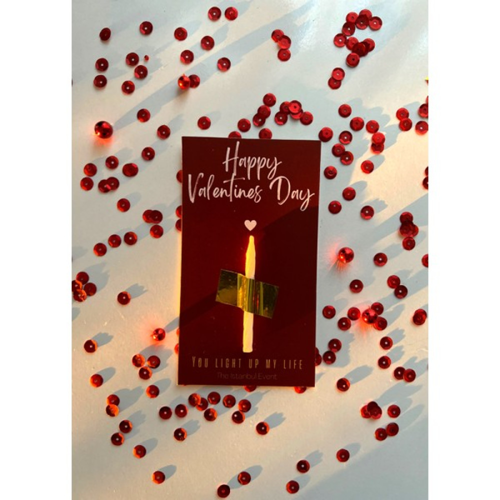 The Istanbul Event Kırmızı Sevgililer Günü Mumlu Kutlama Kartı - Happy Valentines Day - You Light Up My Life Altın, Takı & Aksesuar Fiyatı