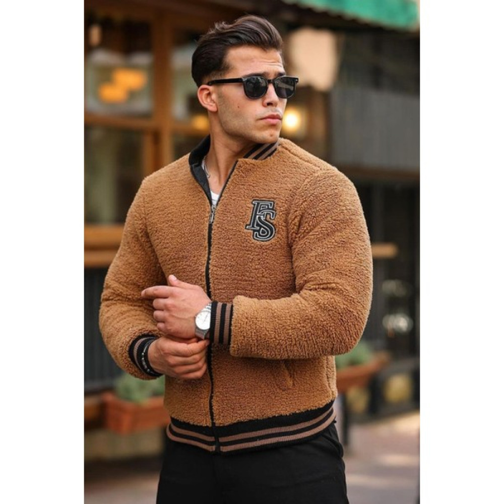 The Jojo Design Kahverengi Iç Astarlı Polar Kumaş Spor Kışlık Erkek Mont Erkek Mont Fiyatı