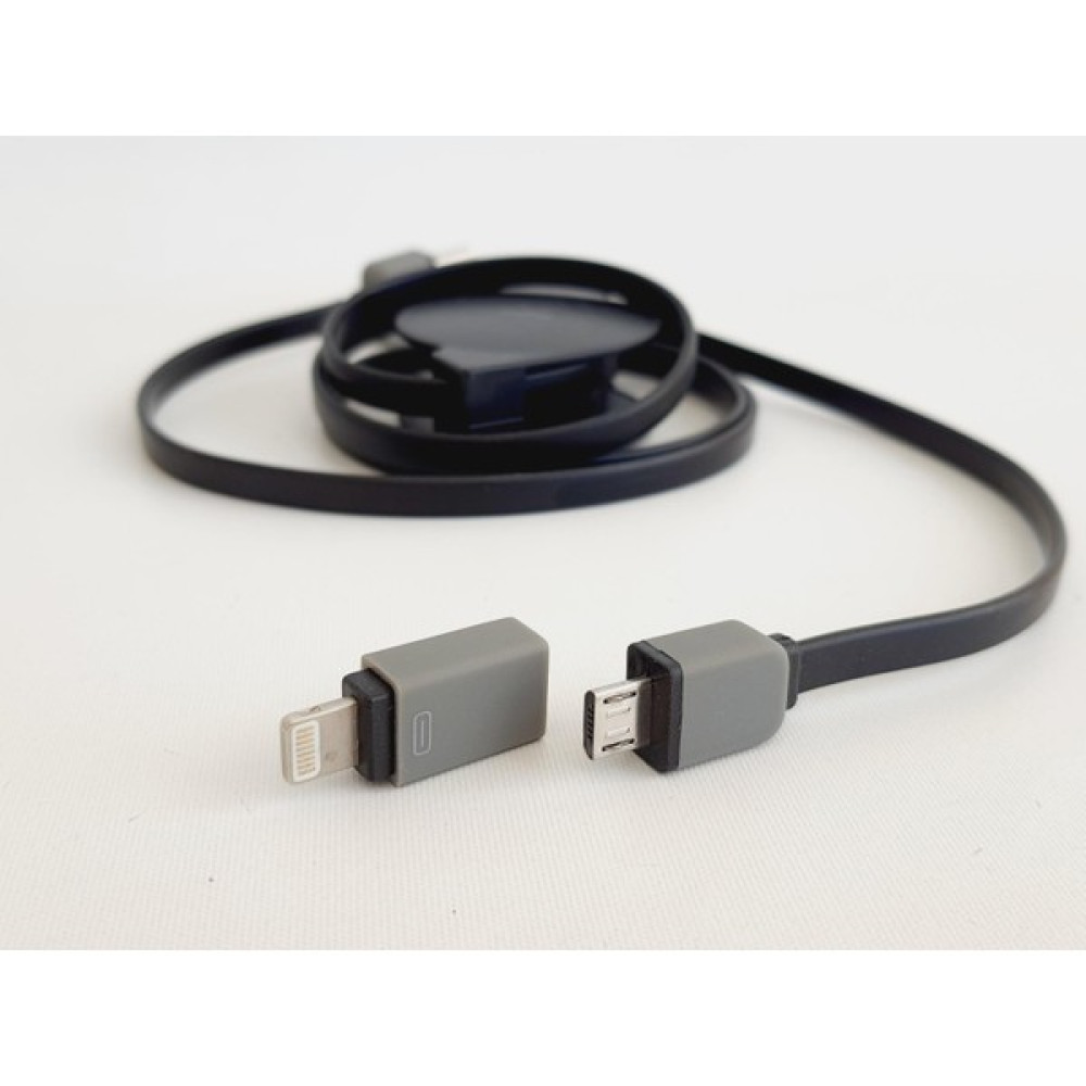 The Kase Makaralı Lightning - Micro USB Kablo Siyah - Gri - Siyah Cep Telefonu Kablosu Fiyatı