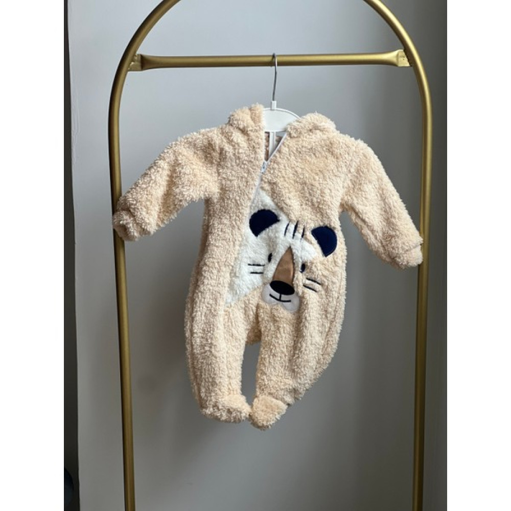The Leo Baby Leo Baby Store Erkek Bebek Peluş Elbise [3-6-9-12-Ay] Kız Çocuğu Tulum Krem Renk Kaplan Figürlü Model LBS102 Bebek Tulumu Fiyatı