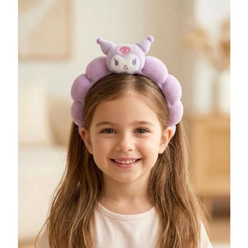 The Littles Kids Kız Çocuk Kuromi Model Havlu Dokulu Mor ve Siyah Renk Yumuşak Taç El / Yüz Havlusu Fiyatı
