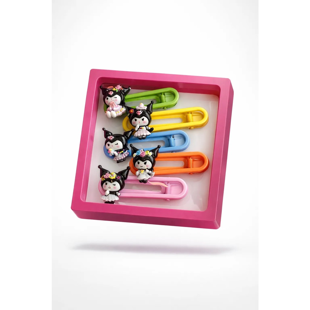 The Littles Kids Kız Çocuk Sanrio Kuromi Figürlü Kutulu Pembe Turuncu Mavi Sarı Yeşil Renkli Pensli Yan Toka Seti Toka, Taç & Saç Bandı Fiyatı
