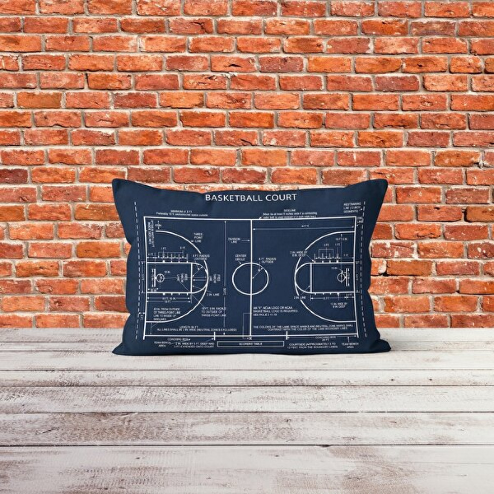 The Lucid Lab Basketball Court Navyblue - Basketbol Sahası Çift Taraflı Yastık Kılıfı - 2 Adet - 50 x 70 - Renkli Yastık Kılıfı Fiyatı