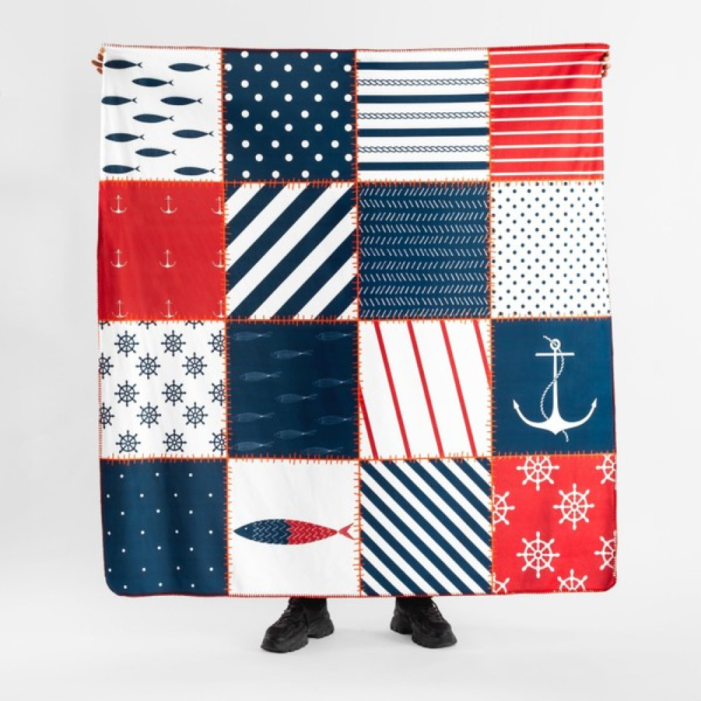 The Lucid Lab Marine Patchwork Polar Tv Battaniyesi - 170 x 180 cm - Renkli Battaniye Fiyatı