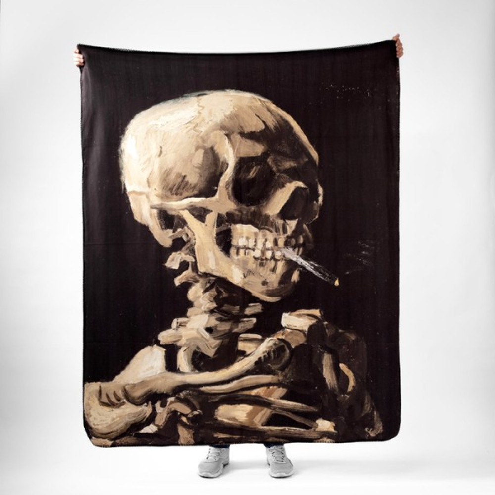 The Lucid Lab Skull Of A Skeleton With Burning Cigarette Polar Tv Battaniyesi - 140 x 170 cm - Renkli Battaniye Fiyatı