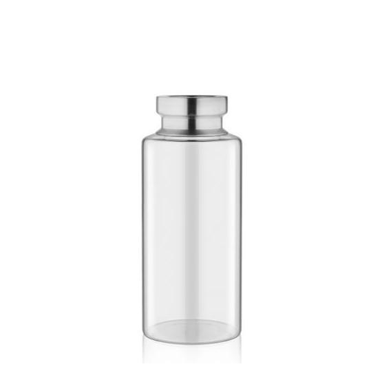 The Mia Şeffaf Metal Dekorlu 24x10 cm Cam Vazo