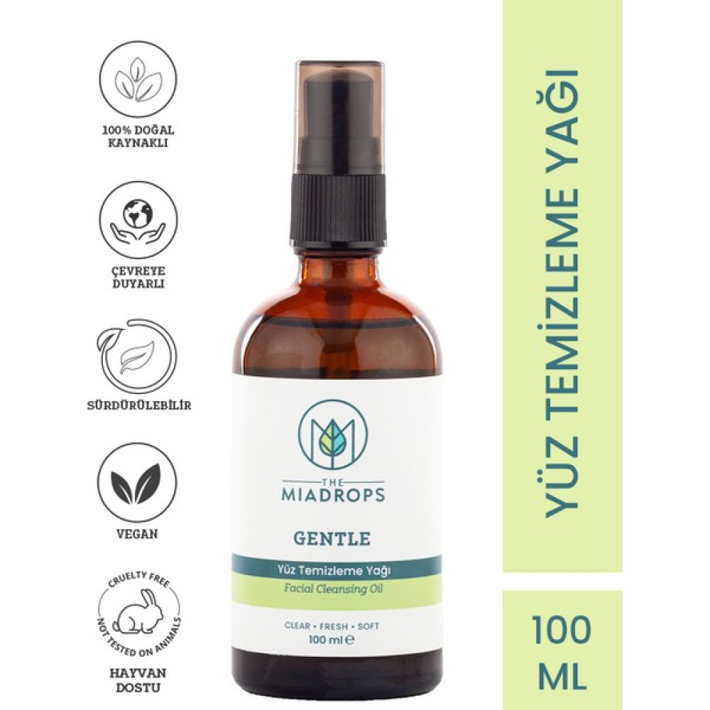 The Miadrops Gentle Durulanabilir Yüz Yıkama Yağı – 100 ml - Tüm Cilt Tipleri için Doğal Cilt Temizleyici Makyaj Temizleyicileri Fiyatı