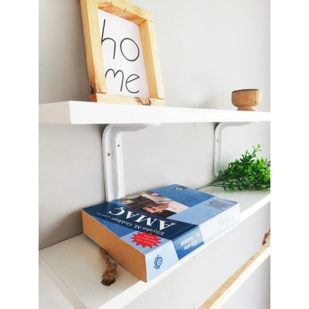 The N Wood Halatlı Ahşap Askılı, Metal Beyaz Ayaklı, Beyaz Dekoratif Duvar Rafı Derinlik 14 cm 2'li Kitaplık - Duvar Rafı & CD / DVD Rafı Fiyatı