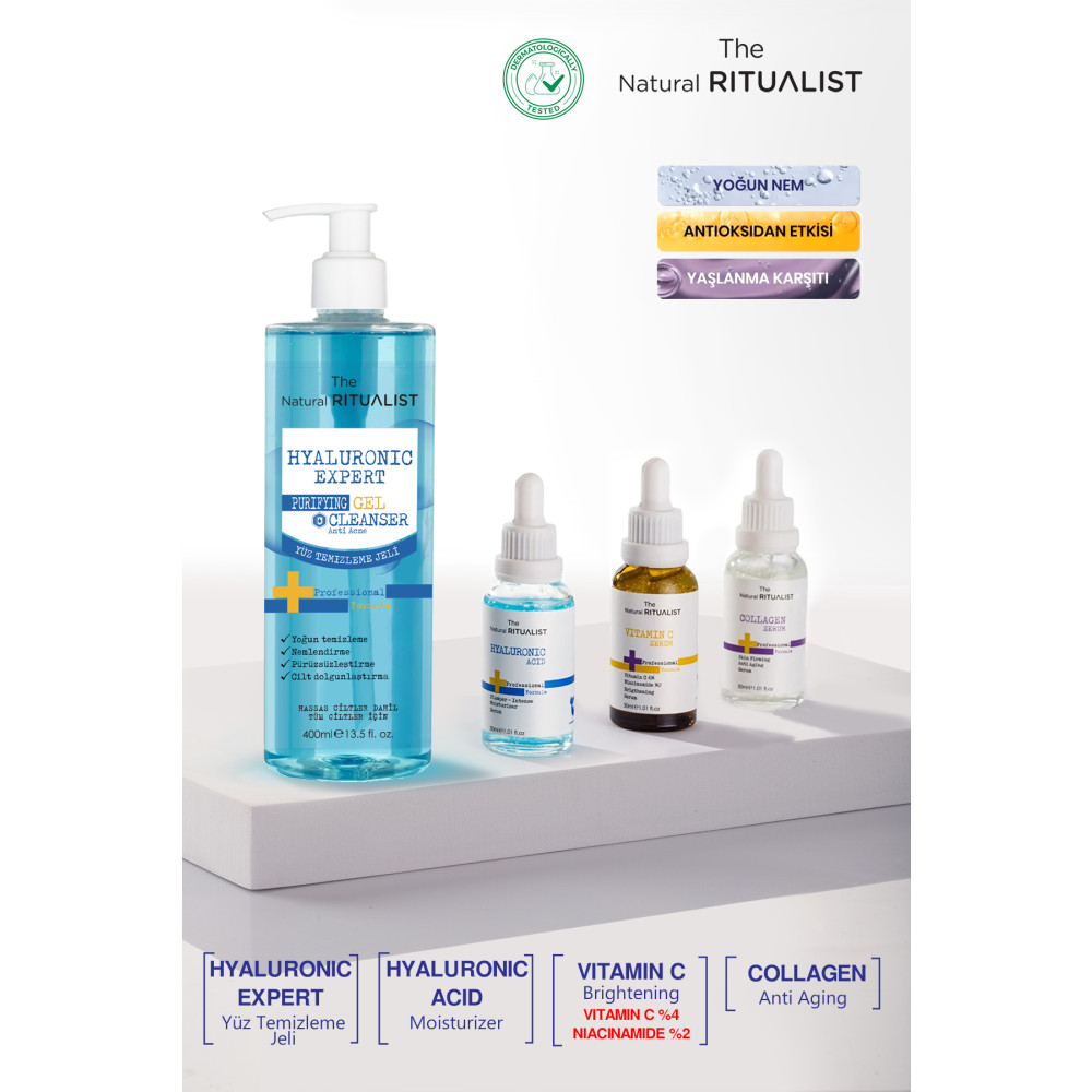 The Natural Ritualist Profesyonel Cilt Bakım Seti (Hyalüronik Asit Temizleme Jeli + Cilt Serum Seti) Cilt ve Yüz Bakımı Fiyatı