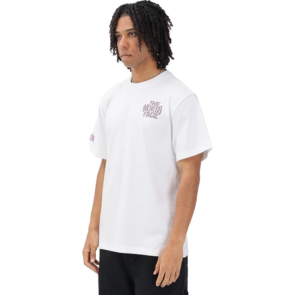 The North Face Drip Logo Relaxed Graphic Erkek Beyaz Outdoor T-Shirt NF0A8GABFN41 Erkek T-shirt Fiyatı