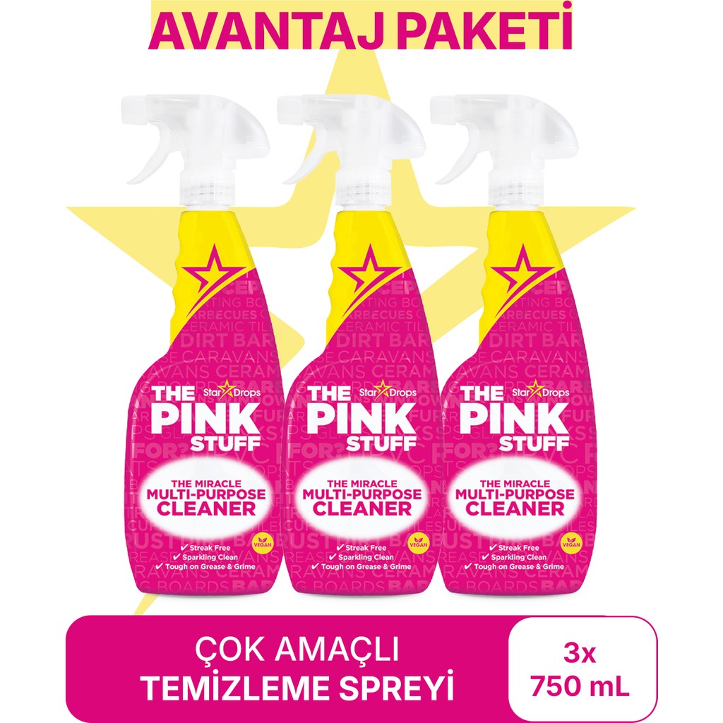 The Pink Stuff Mucizevi Çok Amaçlı Temizleme Spreyi Avantaj Paket 3X750 ml Diğer Fiyatı