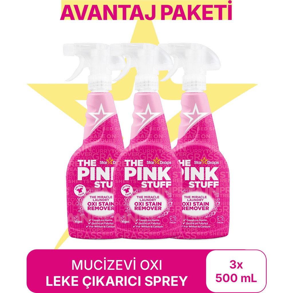 The Pink Stuff Mucizevi Oxi Leke Çıkarıcı Sprey Avantaj Paket 3X500 ml - 1,5 lt Çamaşır Yıkama Fiyatı