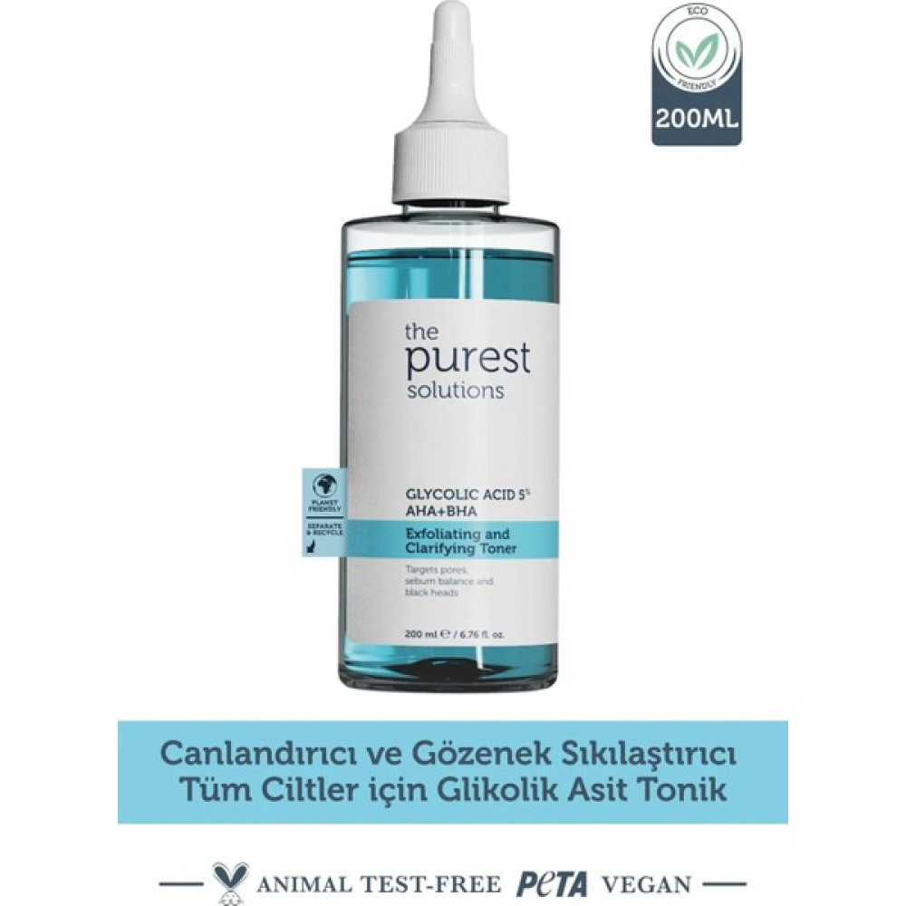 The Purest Solutions, Canlandırıcı ve Gözenek Sıkılaştırıcı Tüm Ciltler Için Glikolik Asit Tonik 200 ml - - Cilt Temizleme ve Peeling Fiyatı