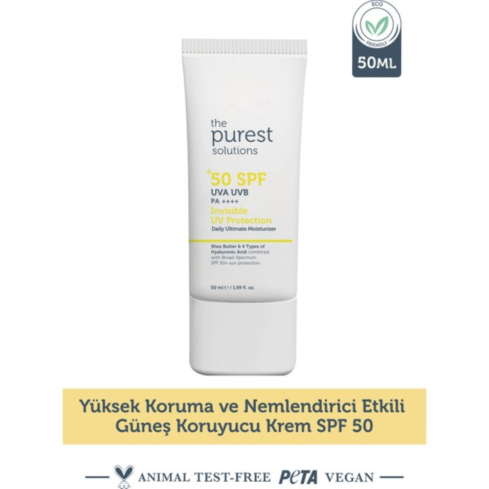 The Purest Solutions, Yüksek Koruma ve Nemlendirici Etkili Güneş Koruyucu Krem SPF 50, 50 ml Güneş Kremleri ve Losyonları Fiyatı