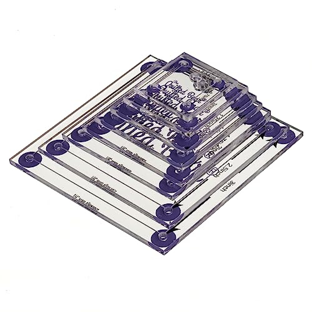 The Quilted Bear Square Quilting Templates - Set of 8 Non-Slip Acrylic Quilt Templates, Ideal Sewing Products, Quilting Tools & Quilting Templates for Machine Quilting (3/4 inch - 3 inches)