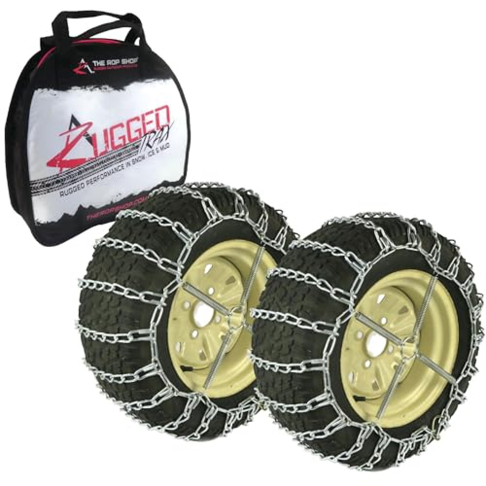 The ROP Shop 2 Link TIRE Chains & TENSIONERS 20x10x8 for John Deere Lawn Mower Tractor Rider