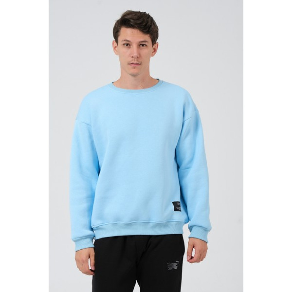 The Rule Erkek Açık Mavi Oversize Fit Bisiklet Yaka Basic Içi Yumuşak Tüylü Sweatshirt RF0201 Erkek Sweatshirt Fiyatı