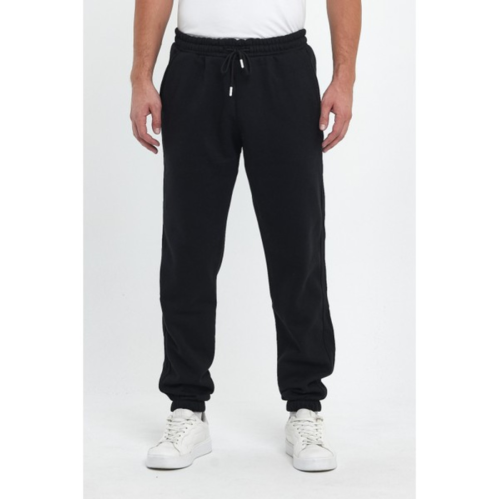 The Rule Erkek Siyah Regular Fit Beli Lastikli Rahat Spor Pamuklu Eşofman Altı RF0449 Erkek Eşofman Fiyatı