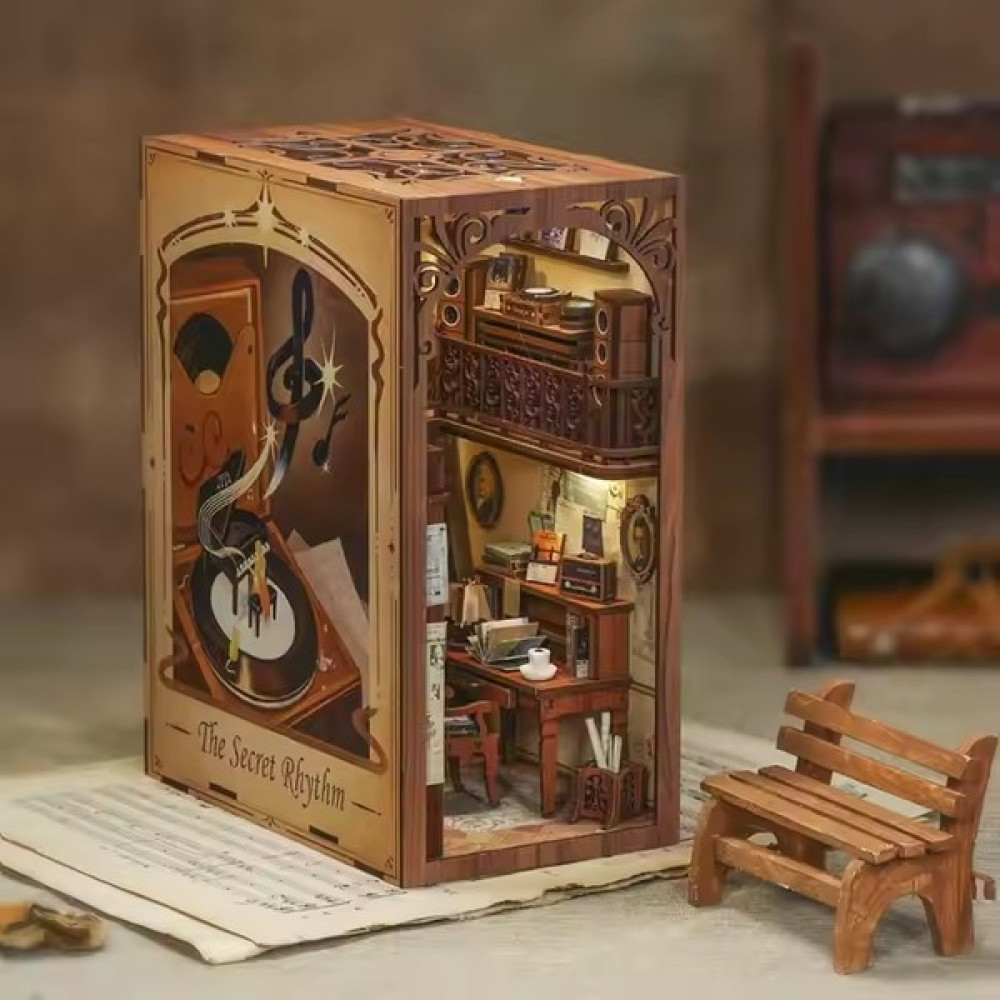 (The Secret Rhythm SZ03B-AMZ01) Book Nook Kiti, Toz Koruma Kılıflı, Kendin Yap Oyuncak Bebek Evleri, Minyatür Ev Kiti, LED Işıklı, Booknook Evleri,... Puzzle & Aksesuarları Fiyatı