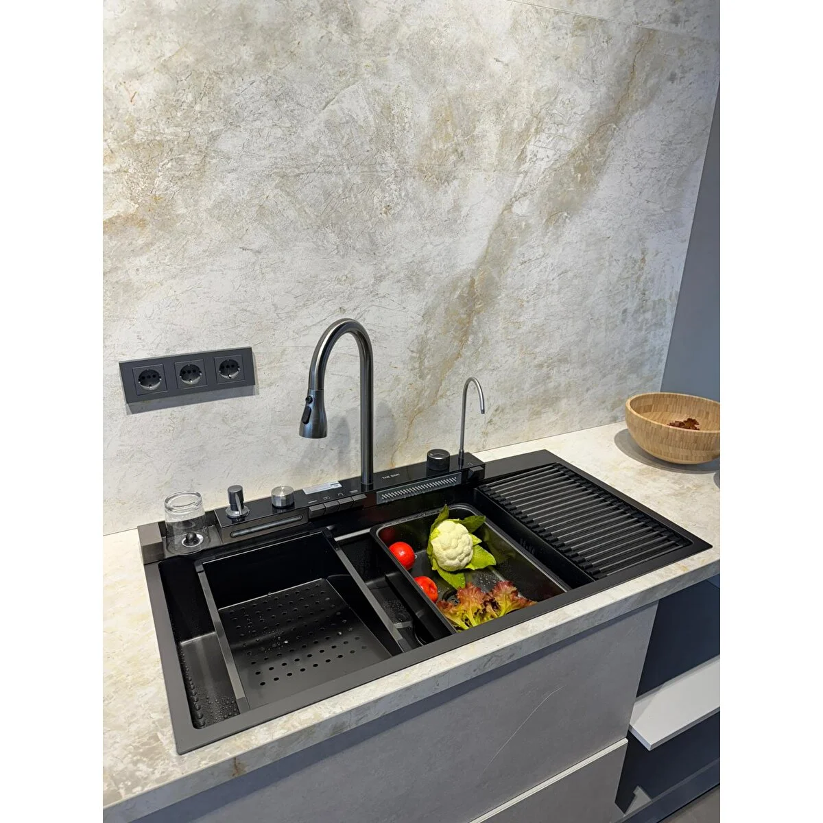 The Sink Marinax 100x50 Ultra Teknolojik Eviye Seti Sağ Damlalıklı Vitrifiye Fiyatı