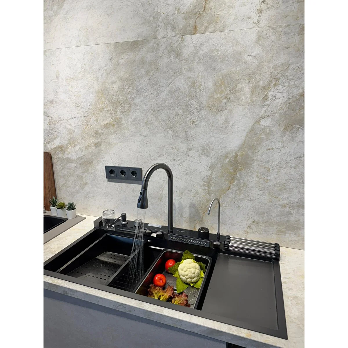 The Sink Marinax 100x50 Ultra Teknolojik Eviye Seti Sol Damlalıklı Vitrifiye Fiyatı