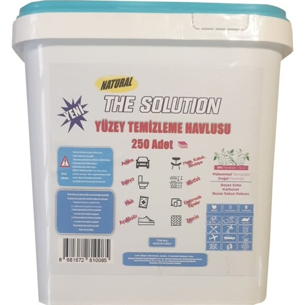 The Solution Yüzey Temizleme Havlusu Mendili Kova 250 Yaprak Islak Mendil Beyaz Sabun Sirke Katkılı Bebek Bakım Fiyatı
