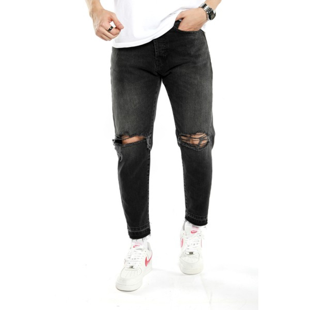 The Trend Man Antrasit Dizi Yırtık Boyfriend Jeans Pantolon Erkek Jeans / Kot Pantolon Fiyatı
