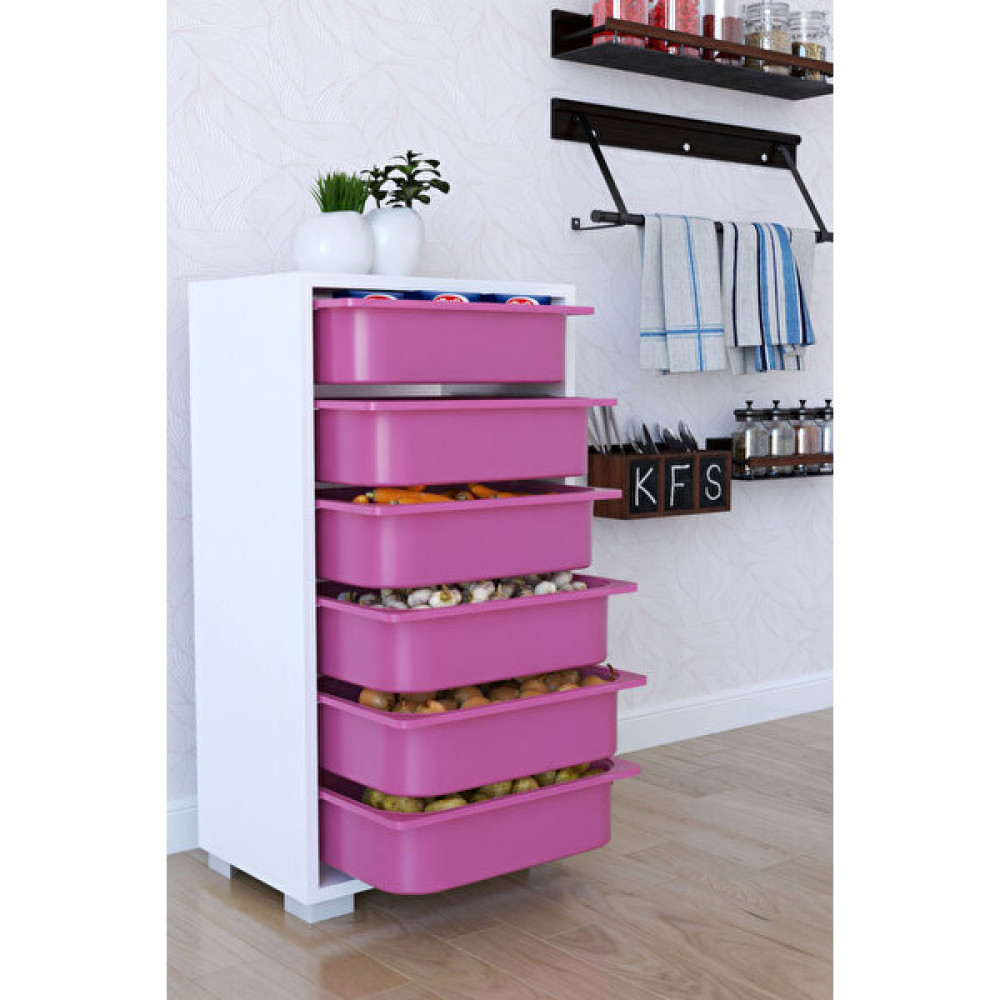 The Violet 6 Sepetli Çok Amaçlı Dolap Sebzelik Mutfak Dolabı - Pembe Gardrop & Dolap Fiyatı
