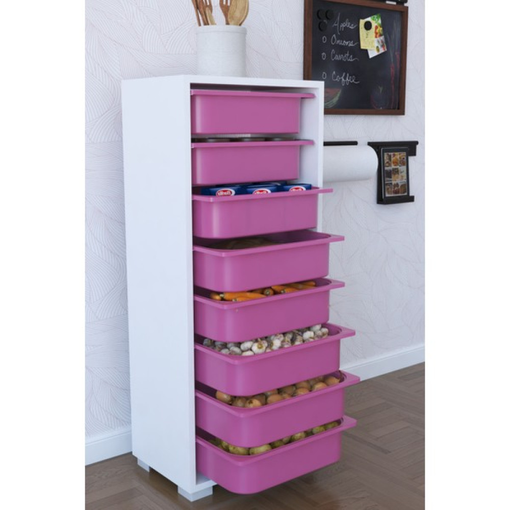 The Violet 8 Sepetli Çok Amaçlı Dolap Sebzelik Mutfak Dolabı - Pembe Gardrop & Dolap Fiyatı