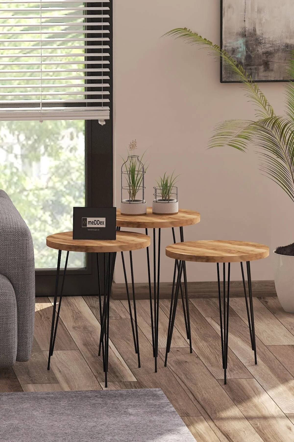 THE VİOLET Star 3lü Yuvarlak Zigon Sehpa Çay Sehpası Servis Sehpası - Ceviz" Zigon Sehpa Fiyatı