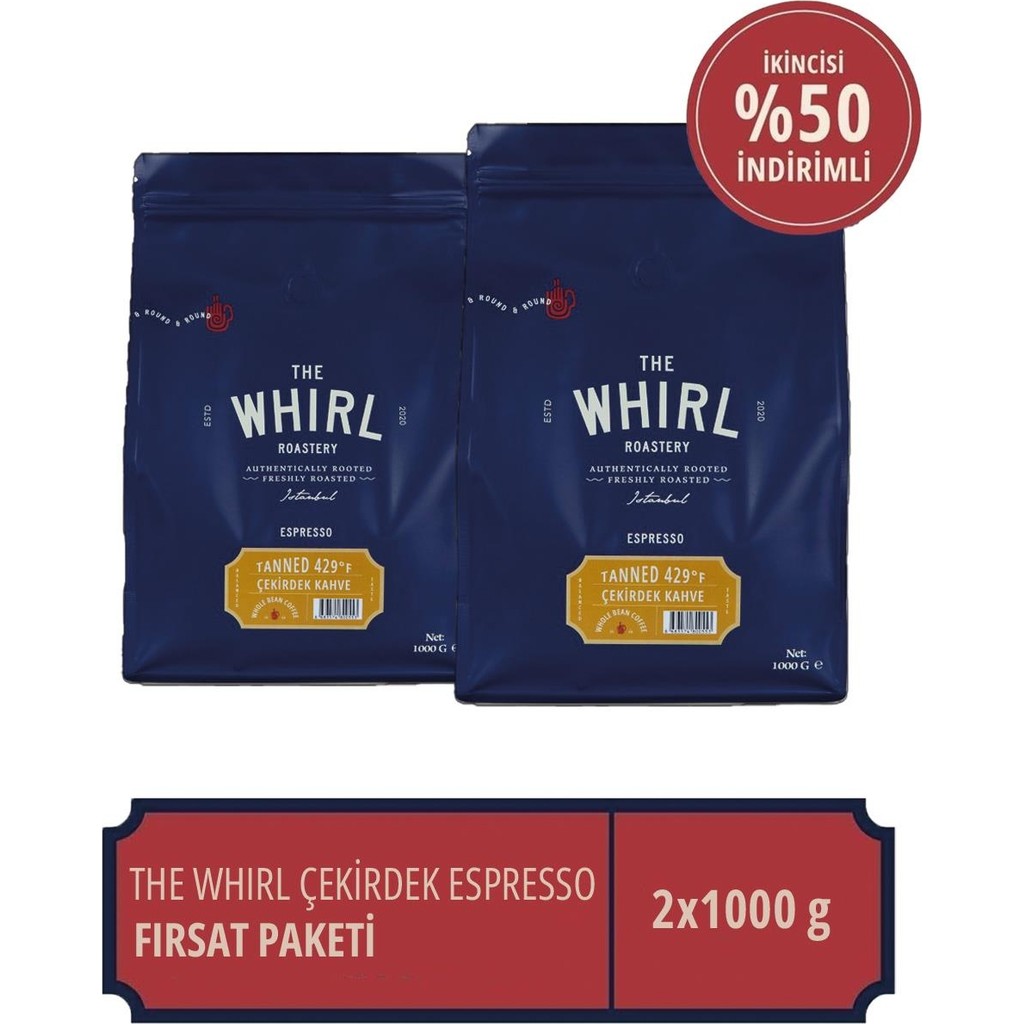 The Whirl Espresso Tanned 429°F Çekirdek Kahve 1 kg x 2 Adet Kahve Fiyatı