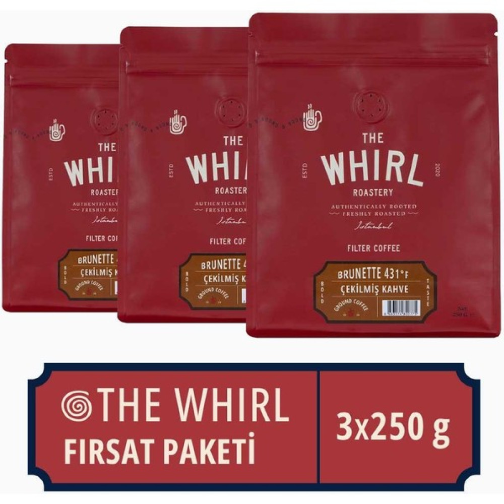 The Whirl Filtre Brunetta 431°F Çekilmiş Kahve 3 x 250 gr Kahve Fiyatı