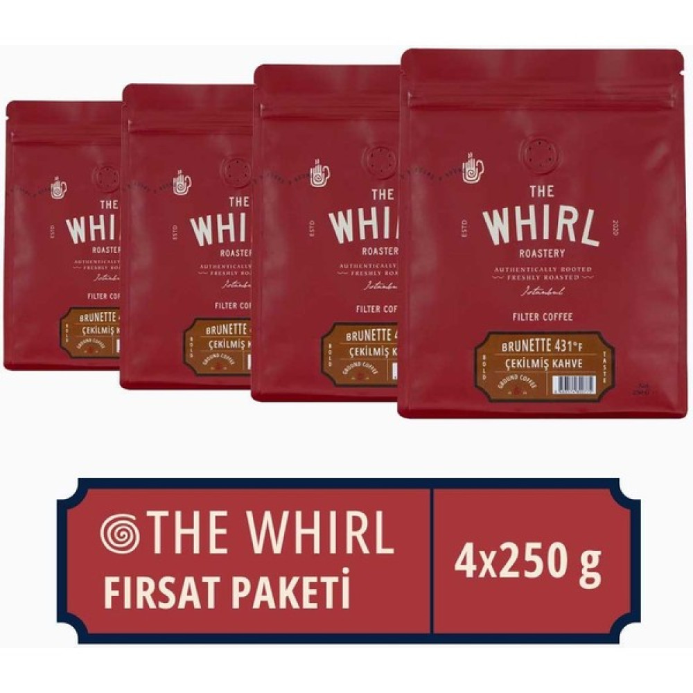 The Whirl Filtre Brunetta 431°F Çekilmiş Kahve 4 x 250 gr Kahve Fiyatı
