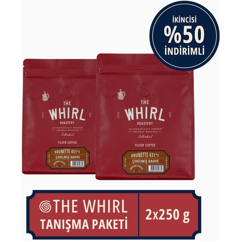 The Whirl Filtre Brunetta 431°F Çekilmiş Kahve Tanışma Paketi 250 gr x 2 Adet Kahve Fiyatı