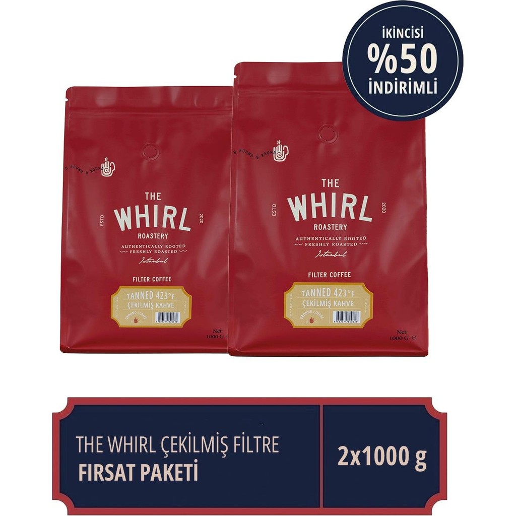 The Whirl Filtre Tanned 423°F Çekilmiş Kahve 1 kg x 2 Adet Kahve Fiyatı