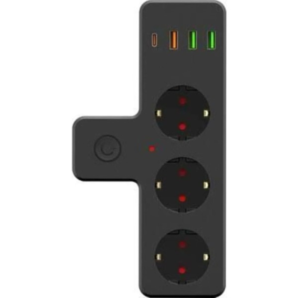 The Wlue 3'lü Akım Korumalı Priz Çoğaltıcı 2500W 3xusb 2.4A 1xtype-C - Siyah Prizler Fiyatı