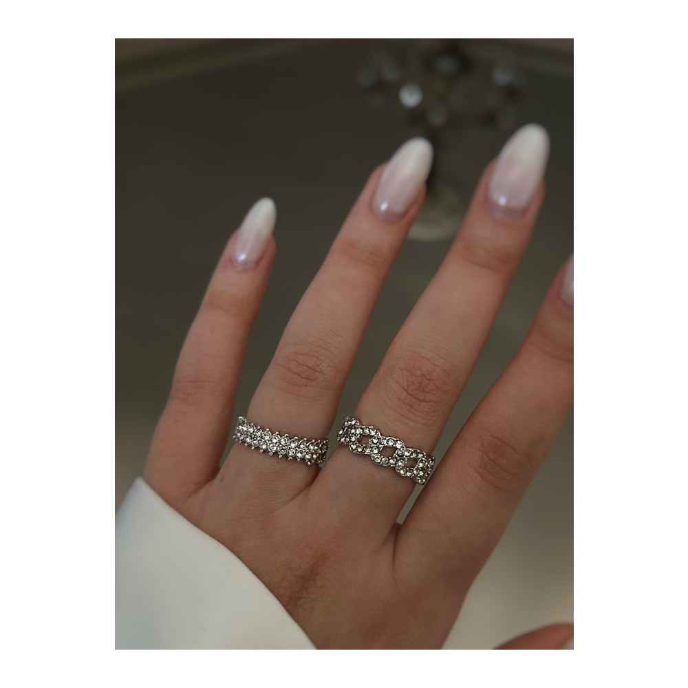 The Y Jewelry Gümüş Renk Zirkon Taş Ikili Yüzük Seti Bijuteri Yüzük Fiyatı