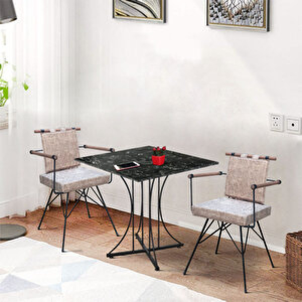 Theia Tasarım Thei̇a Pi̇ 70x70cm Masa Mermer Desenli̇ + 2 Adet Penyez Sandalye Açik Kahverengi̇ Yemek & Mutfak Masası Fiyatı
